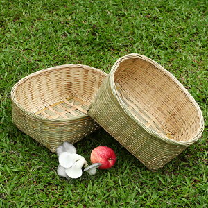 收納筐 竹編筐 竹編長方形籮筐大號收納筐水果籃竹制品農產品展示雞蛋籃竹簍簸箕