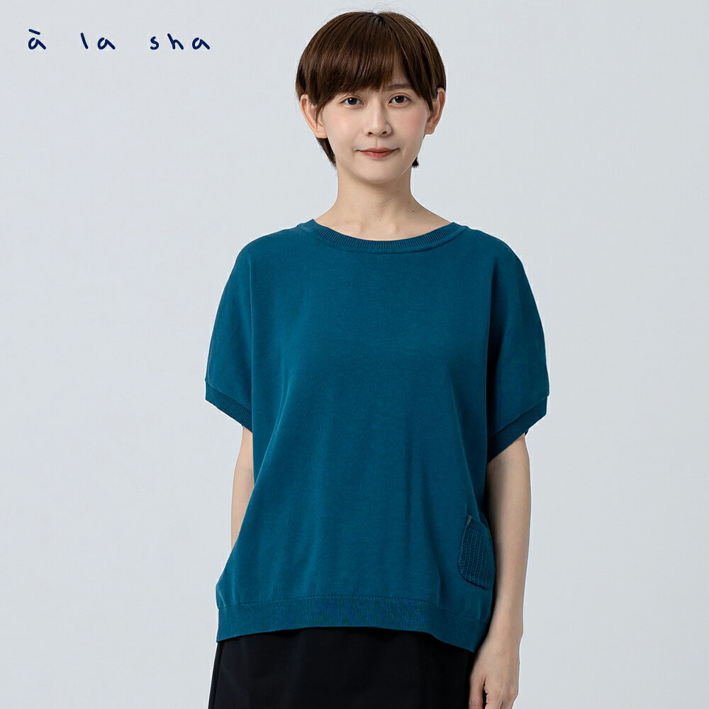 a la sha 蘋果貓洞洞緹花針織上衣 2