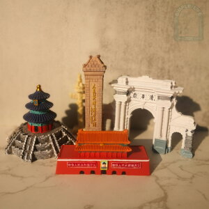 北京旅游名勝擺件天安門清華園鳥巢水立方紀念碑建筑模型兒童書房