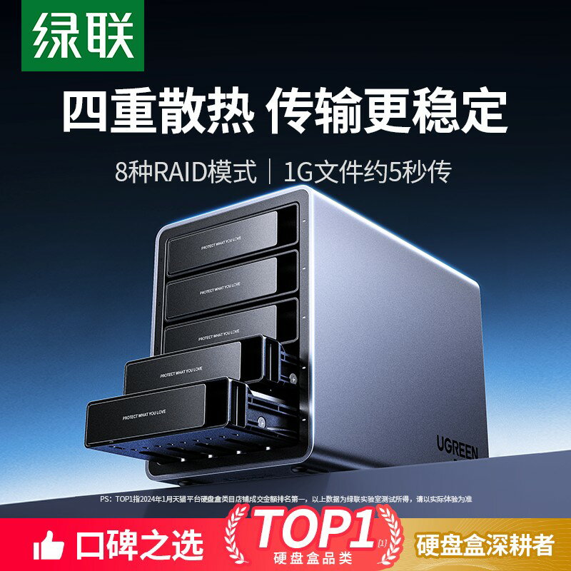 {臺灣公司貨 可打統編}綠聯硬碟陣列櫃五盤位盒子RAID外接3.5/2.5寸機械磁碟SATA儲存器
