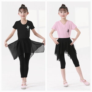兒童舞蹈服裝女童練功服考級少幼兒中國舞服芭蕾舞衣薄款夏季短袖