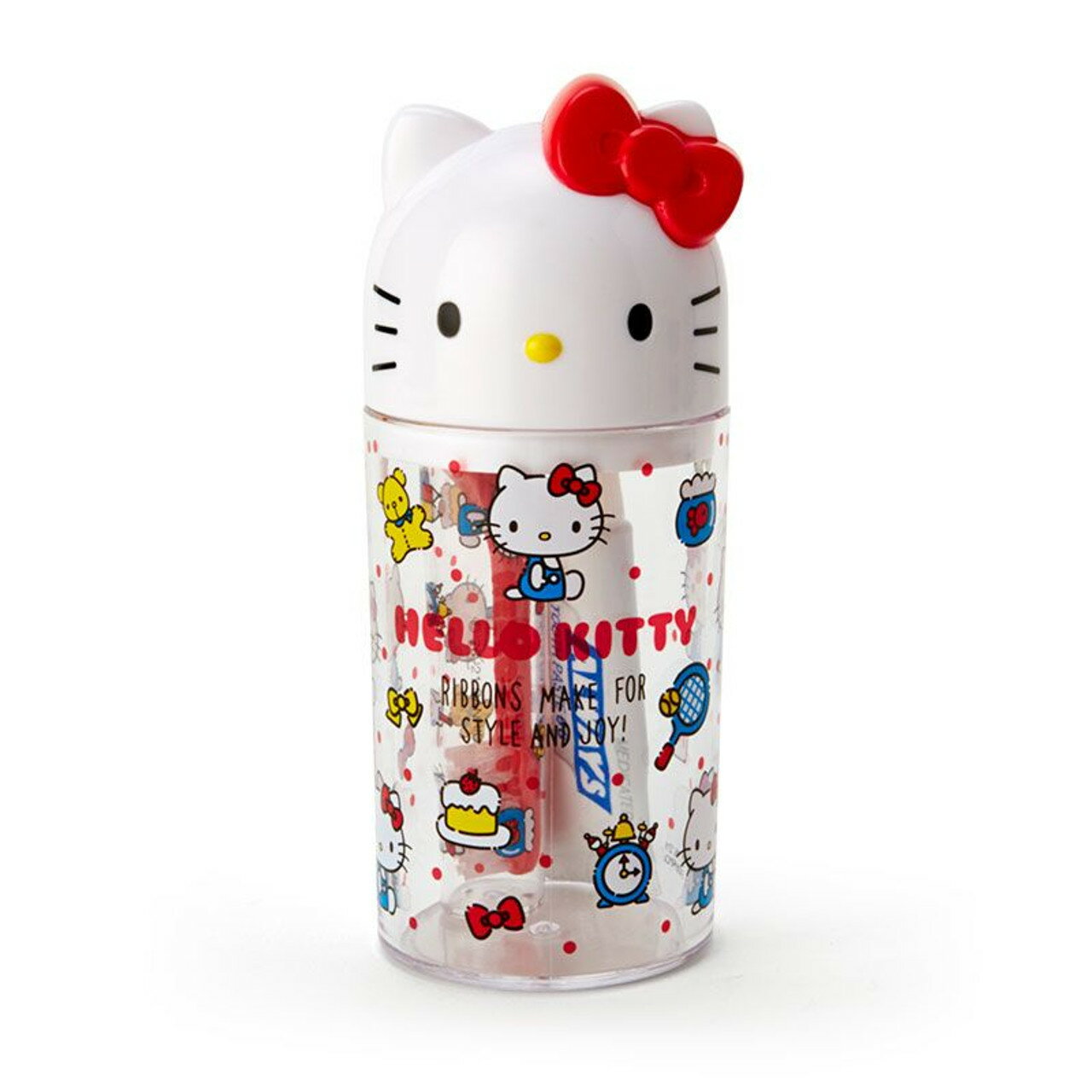 Sanrio Hello Kitty 攜帶型牙刷牙膏杯組(紅色蝴蝶結) 120ml 牙刷 牙膏 漱口杯＊夏日微風＊
