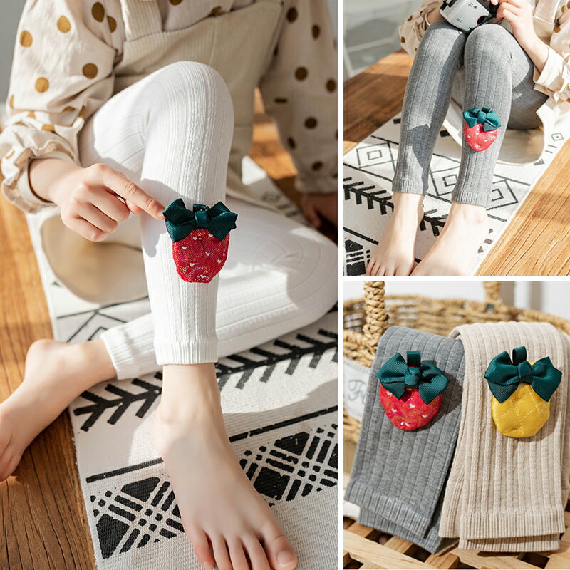 兒童連褲襪女童打底褲春秋薄款外穿洋氣寶寶卡通九分打底襪褲新款