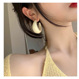 復古港風圈圈耳飾 時尚氣質夏季白色個性耳釘 耳圈 耳飾 耳環女