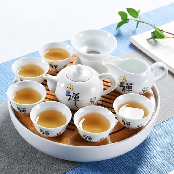 秋瓷樸語陶瓷茶壺茶杯功夫茶具套裝家用茶盤簡約干泡迷你竹小茶臺 夏洛特居家名品