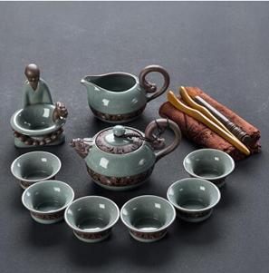 汝窯哥窯茶具套裝整套家用冰裂釉陶瓷功夫紫砂茶壺茶杯蓋碗禮盒裝 夏洛特居家名品