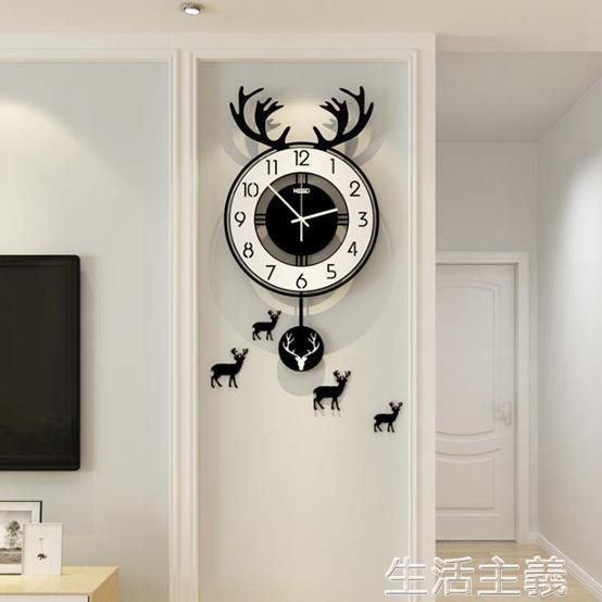 掛鐘 掛鐘美世達北歐鹿頭鐘錶掛鐘客廳個性創意時尚家用藝術時鐘網紅裝飾錶 夏洛特居家名品