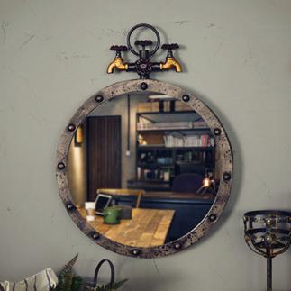 浴室鏡 loft工業風美式酒吧鐵藝做舊鏡子復古洗手間壁掛飾衛生間鏡 - 夏洛特居家名品