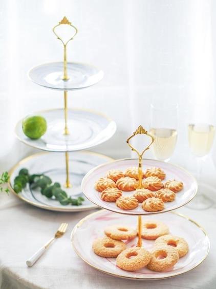 碟子 甜品臺陶瓷串盤雙層水果盤多層蛋糕架子婚慶生日派對