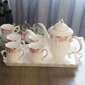 花茶杯套裝 陶瓷套裝茶具水具套裝冷水壺茶杯家用水杯套裝涼水壺杯子帶茶盤 - 夏洛特居家名品