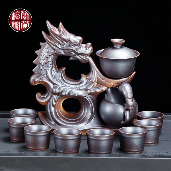 茶具半全自動出水家用陶瓷功夫茶杯整套裝泡茶器中式複古個性 夏洛特居家名品
