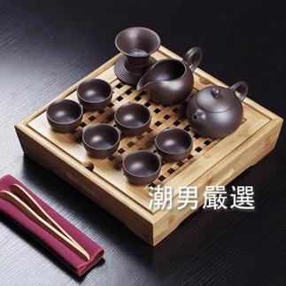 紫砂功夫茶具套裝家用整套陶瓷茶杯現代辦公簡約竹制茶盤蓄水茶臺夏洛特居家名品