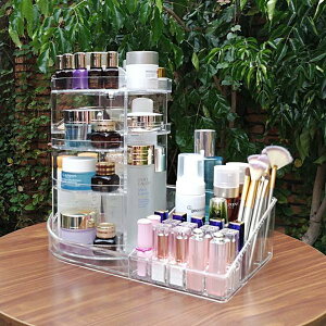 透明化妝品收納盒置物架桌面旋轉壓克力梳妝臺護膚品整理盒