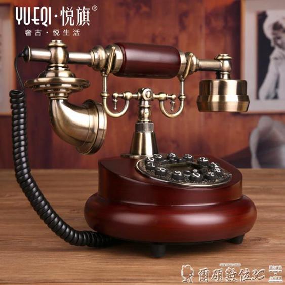 復古電話悅旗電話機座機家用時尚創意辦公固定固話歐式仿古復古實木電話機LX 夏洛特居家名品