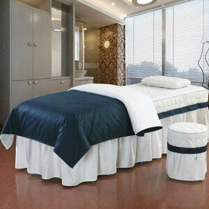 美容床罩純色全棉美容床罩四件套美體按摩床罩SPA專用床品可定做洗頭床罩