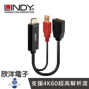 ※ 欣洋電子 ※ LINDY林帝 轉接器 HDMI 2.0 TO DISPLAYPORT 1.2 4K/60HZ轉接器帶USB電源 (38289)