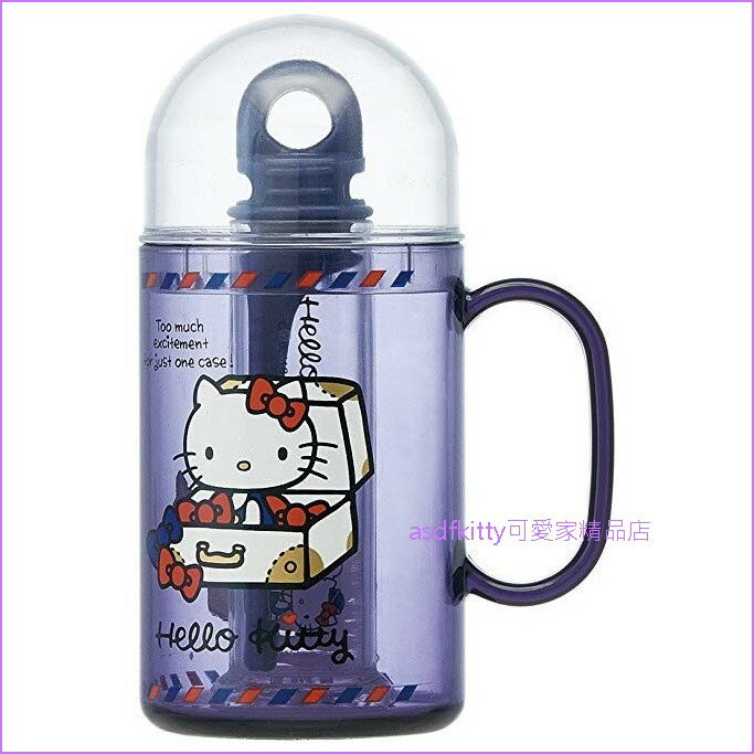 asdfkitty*KITTY藍紫色兒童牙刷漱口杯隨身組-日本正版商品 2