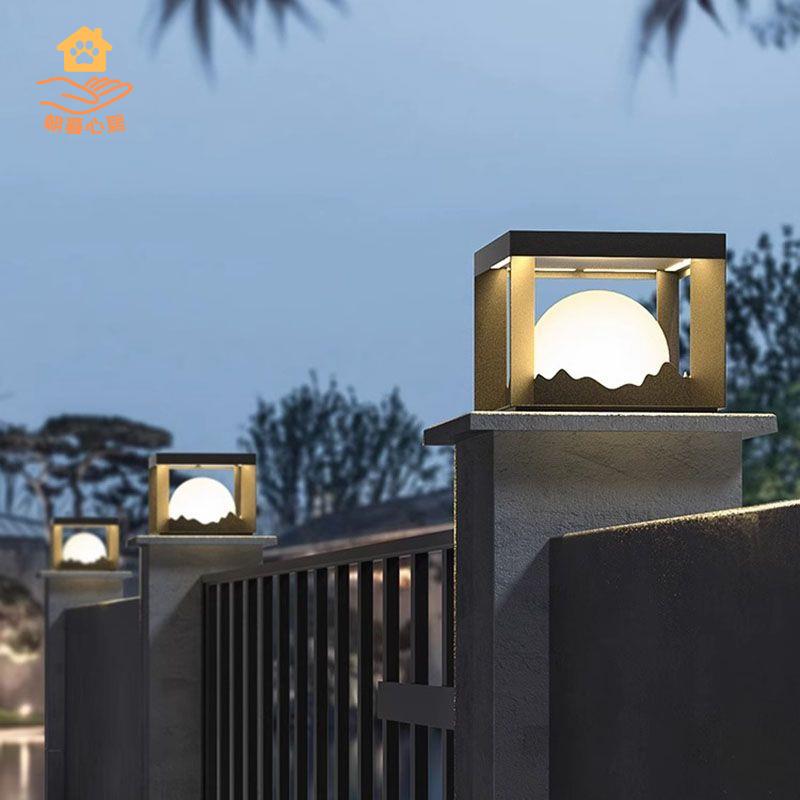 現貨減免！太陽燈 太陽能燈 柱頭燈 庭院燈 夜燈 中式太陽能花園柱子墻頭燈庭院防水燈別墅門柱燈林園景觀簡約燈 特價出 免運 開發票【hua3/14】