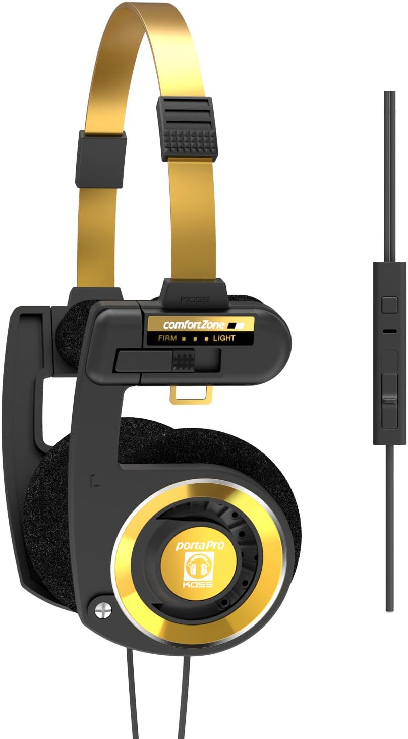 [4美國直購] KOSS Porta Pro 限定版-黑金 可調音量 3.5mm 耳罩式耳機 可折疊設計 含收納包