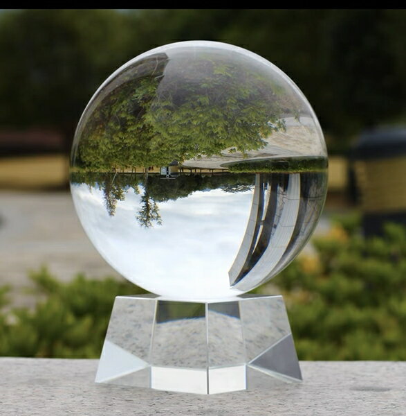 20公分水晶球風水透明圓球拍照攝影道具客廳辦公桌擺件【繁星小鎮】