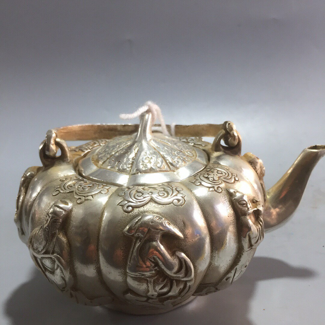 提梁南瓜八宝茶壺 酒壺 茶道置物 煎茶道具