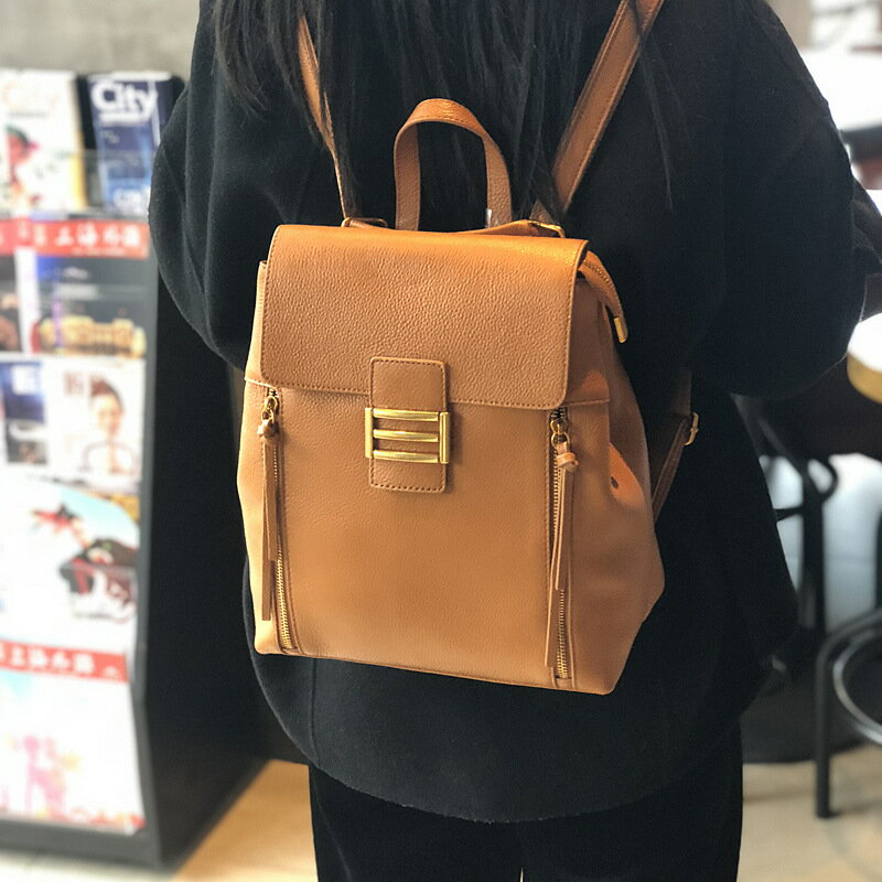 後揹包真皮雙肩包-休閒大容量柔軟牛皮女包包3色73zu38【獨家進口】【米蘭精品】