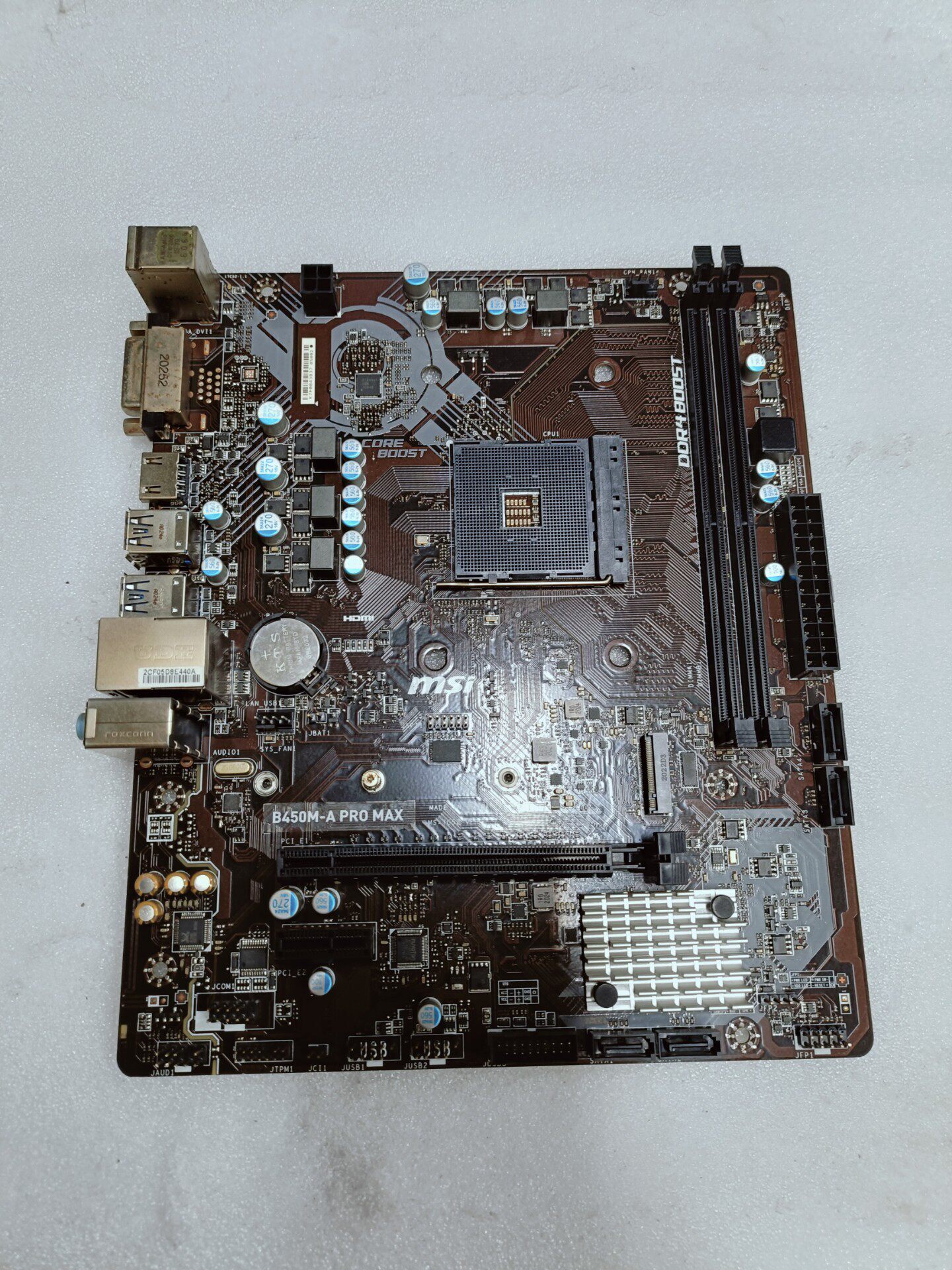 微星B450M-A PRO MAX主機板 AM4腳位 支援Ryzen1-5代CPU DDR4記憶體 含擋板扣具 二手良品