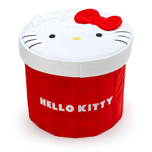 【震撼精品百貨】凱蒂貓 Hello Kitty Sanrio 三麗鷗 圓形絨毛收納桶椅附蓋*36659 震撼日式精品百貨