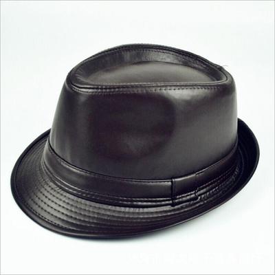 新款英倫男士皮爵士帽子男禮帽冬天保暖皮帽潮流中老年帽子
