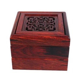 【鏤空方香盒爐-款式二-紅酸枝-8.5*8.5*6cm-1套/組】檀紅木紅酸枝實木鏤空檀香爐盤香爐薰香爐正方香盒三層兩款，多款可選-7501031
