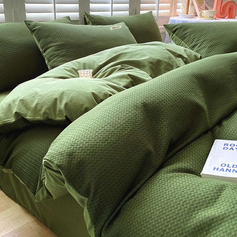 純色華夫格四件套床包組