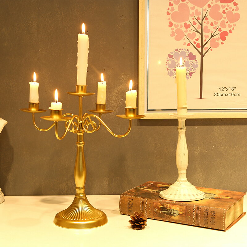 歐式家用復古燭臺擺件蠟燭托臺輕奢浪漫燭光晚餐北歐餐桌裝飾道具