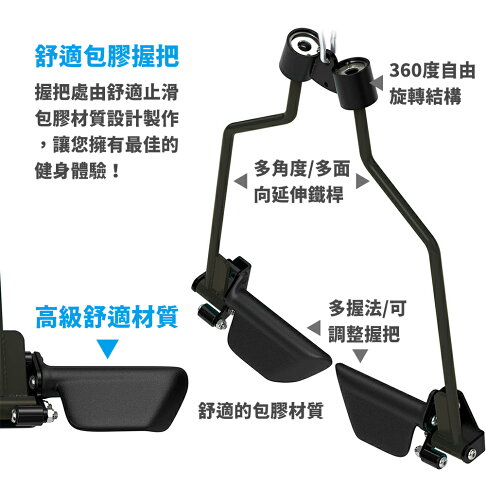 槳式拉背把手/槳式擴背拉桿/槳式划船拉桿/高拉桿/高位下拉桿/練背神器/包膠可調整式握把練背重訓配件下拉配件 21235-1 【Fitek健身網】 4