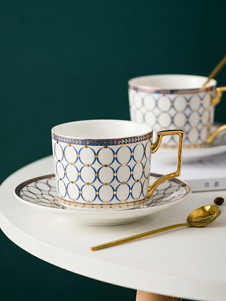 金邊咖啡杯碟英式下午茶具輕奢陶瓷家用咖啡杯歐式小奢華套裝骨瓷