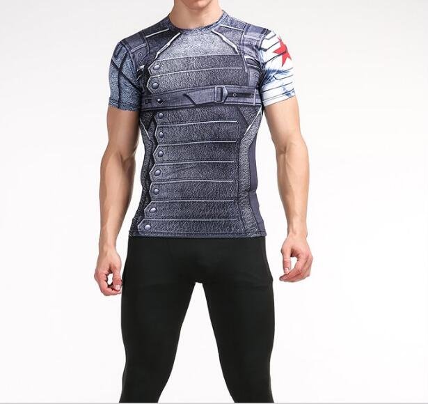 FINDSENSE MD 日系 時尚 男 高彈力 緊身運動短T 訓練服 跑步 健身T恤 短袖T恤 3D戰衣