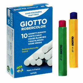 【義大利 GIOTTO】無毒環保粉筆(白色10入)+粉筆護套(2入，顏色隨機出貨)