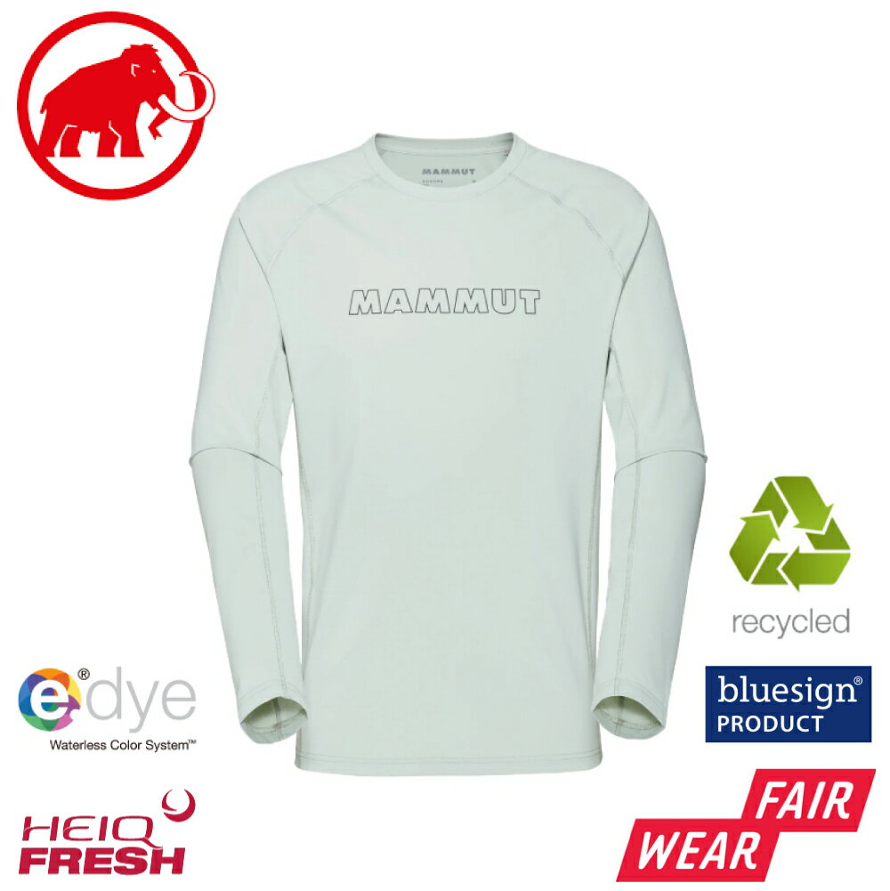 【MAMMUT 長毛象 男 Selun FL LS 機能LOGO長袖T恤《鼠尾草銀綠》】1016-01440/排汗衣/快乾T