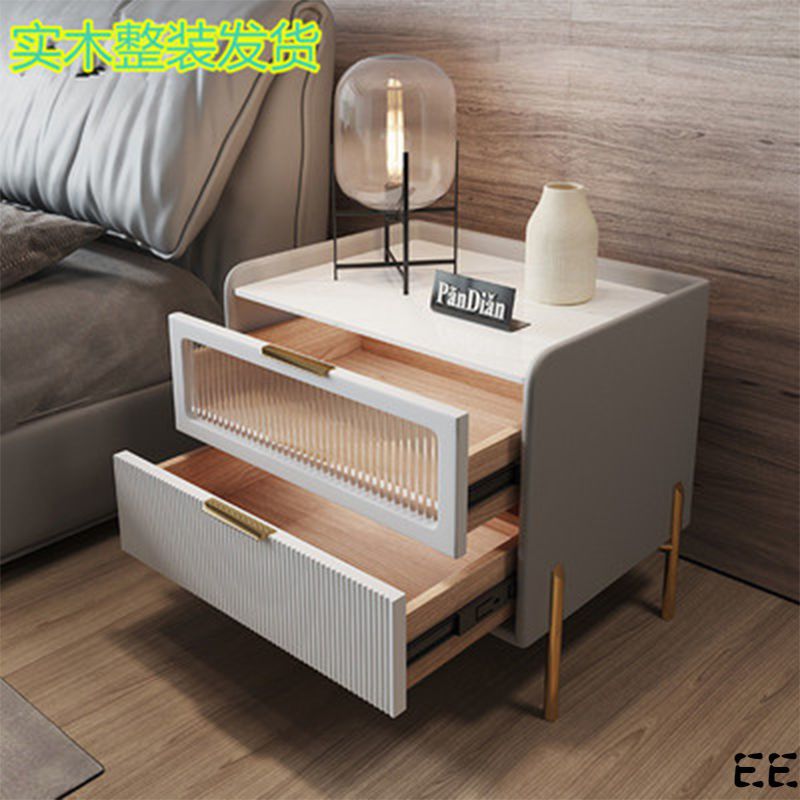 床頭櫃 高級感床頭實木意式儲物超窄床皮革智能邊臥室