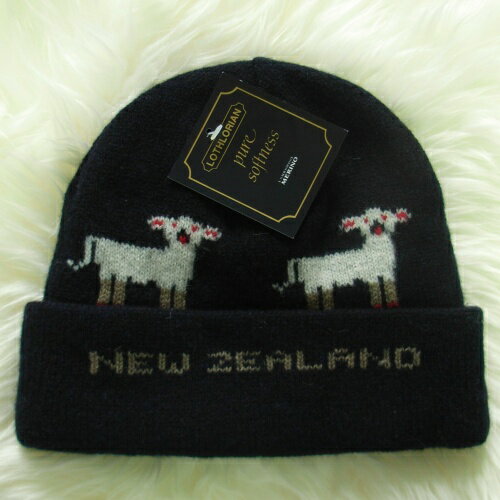 紐西蘭100%純羊毛帽*深藍色(羊咩咩)(美麗諾Merino)