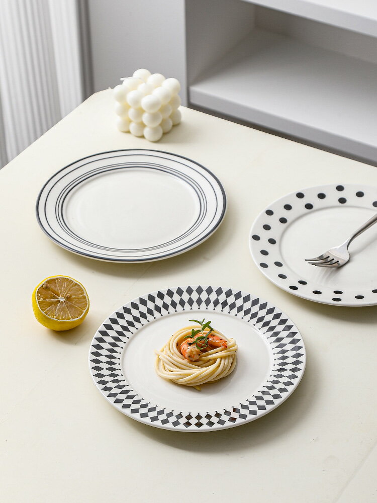 赫本西餐盤ins風陶瓷盤子簡約餐具家用西餐意面盤子甜品早餐盤子
