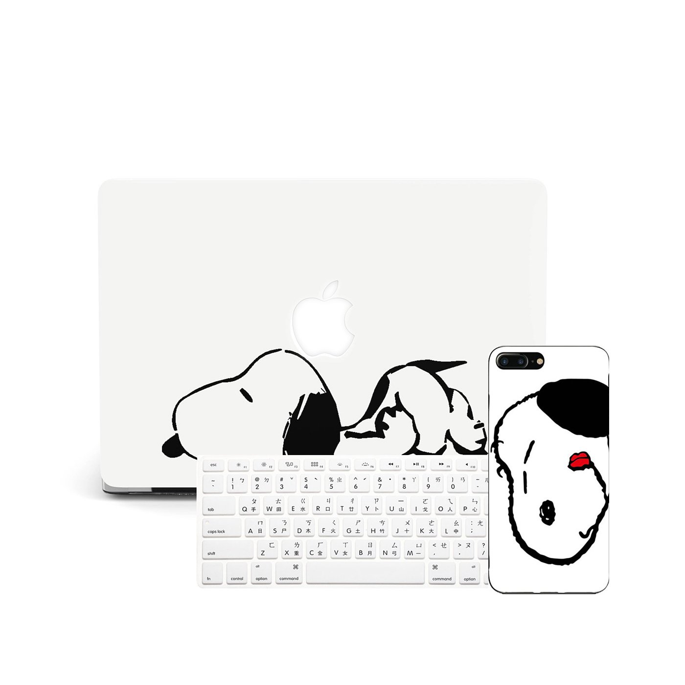 【APP下單滿799折100】iPhone678XsMax MacBook Air Pro 13 15 touch bar 鍵盤膜 超萌 Snoopy 超值三件套組