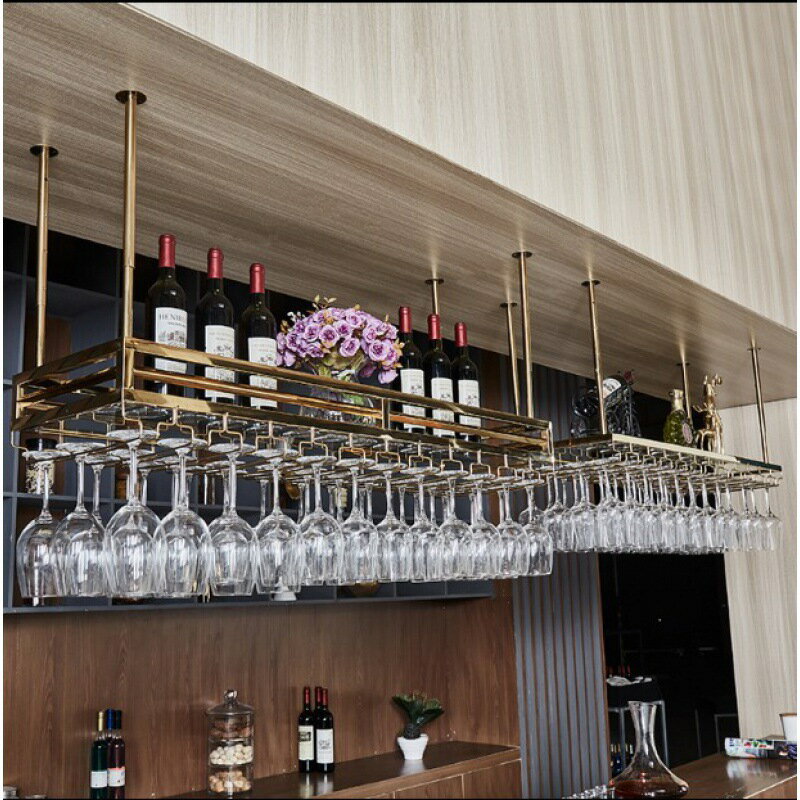 高腳杯架倒掛家用不銹鋼金色酒架吊杯架歐式客廳酒吧懸掛紅酒杯架