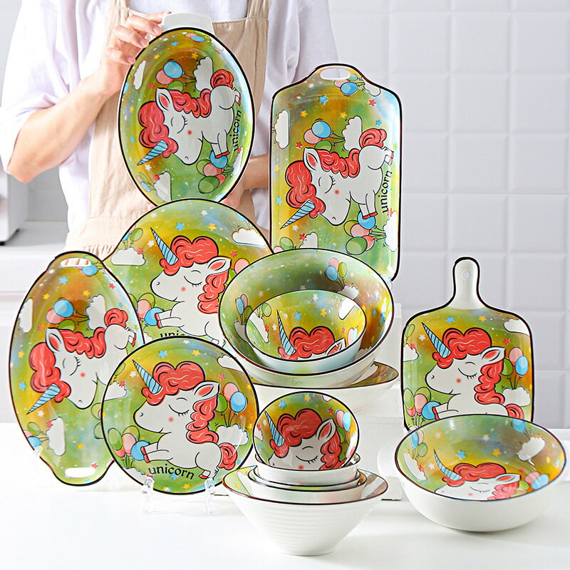 碗碟套裝家用組合高顏值可愛創意陶瓷碗盤子高檔輕奢喬遷新居餐具
