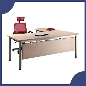 【屬過大商品，運費請先詢問】辦公家具 SKB-16080S+SKB-9050S 不銹鋼 強化茶色玻璃 主管桌 辦公桌 書桌 桌子