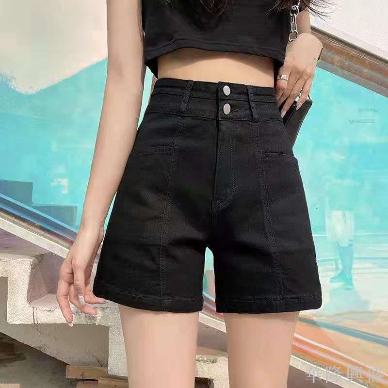 高腰彈力牛仔短褲女夏季新款顯瘦百搭胖mm大碼寬松闊腿開叉熱褲