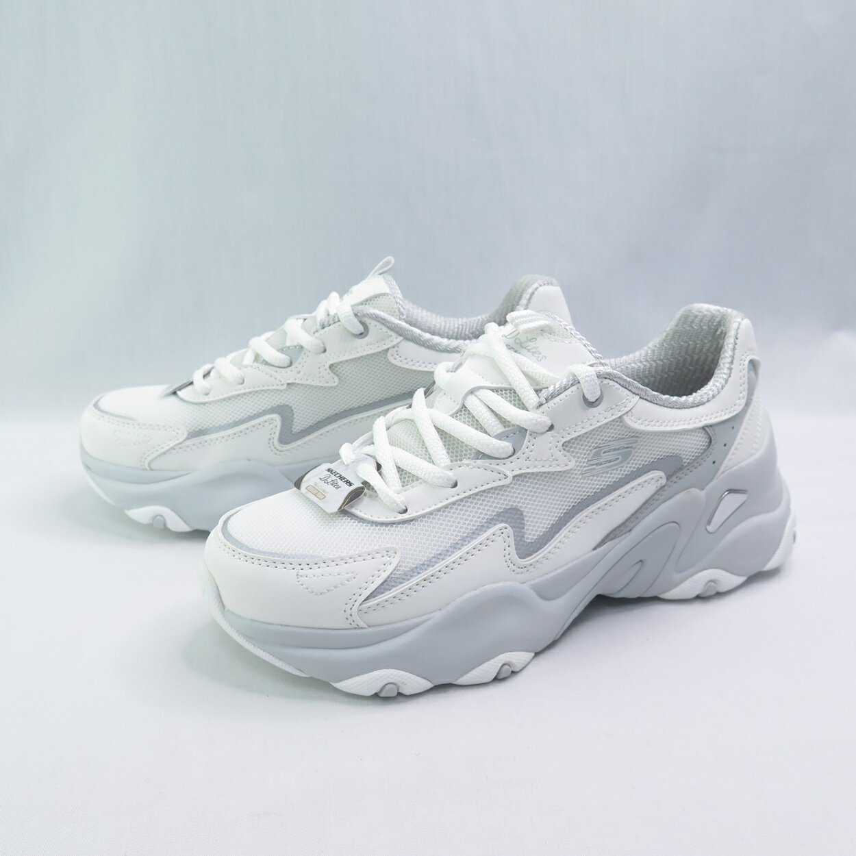 Skechers 150524WGY 女休閒鞋 D LITES 老爹鞋 厚底 白x灰【iSport愛運動】