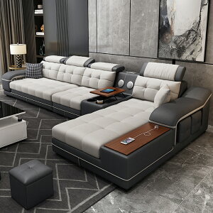 布藝沙發簡約現代客廳小戶型科技布沙發組合乳膠套裝實木家具網紅