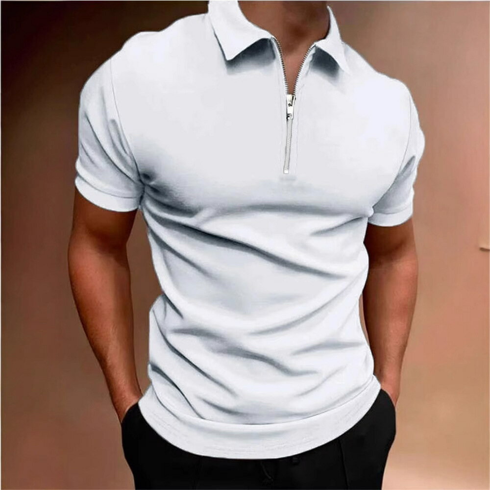 【喜挖】男式polo衫純色短袖翻領t恤休閒合身上衣歐美男裝 3