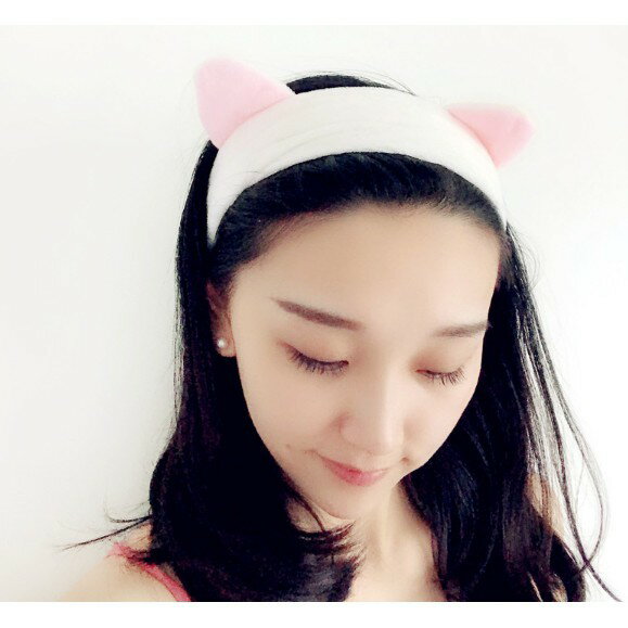 可愛貓耳朵束髮帶 韓版頭飾 洗臉化妝束髮帶 舒適彈性頭帶(2色可選) AA33