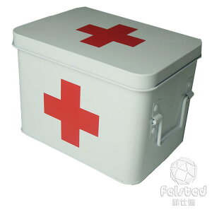 大號紅色白色家庭用急救醫藥箱 金屬藥品收納箱